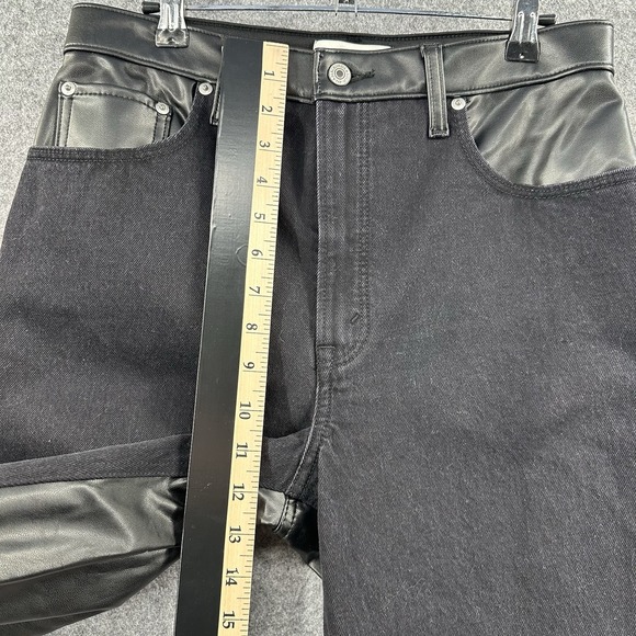 Abercromie & Fitch Vegan Leather Pants Womens 10 Black The 90's Ultra High Rise - Picture 5 of 15